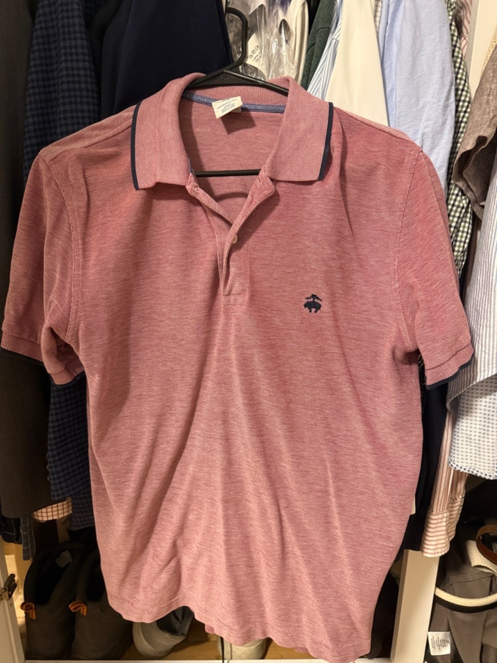 Brooks Brothers Heathered Pink Polo with Navy Trim